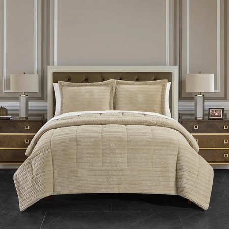 FIXTURESFIRST 2 Piece Reich Comforter Set, Beige - Twin Size FI1702459